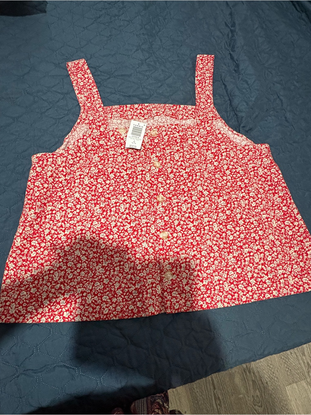 Torrid Red Floral Button-Front Tank